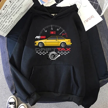 Japan Initial D AE86 Print Vyriški džemperiai su gobtuvu Harajuku Casual Loose Hip Hop Sportinė apranga Vyriški gobtuvai Japoniška gatvės apranga