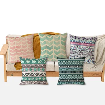 Jauki sofos pagalvėlė Europietiškas retro geometrinis atspaudas Vintažinės pagalvėlės namų dekoratyvinės pagalvės 45x45cm pagalvės užvalkalas be šerdies KL2