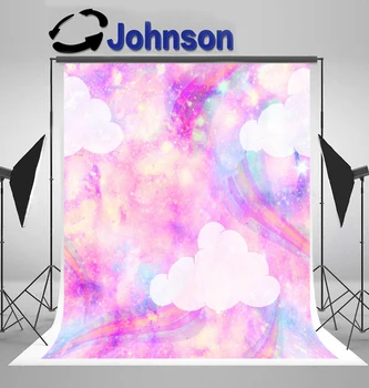 JOHNSON Spalvingas vienaragis galaktika Teminis debesis Vaivorykštė Spalvotas nuotraukų fonas Aukštos kokybės kompiuterio spausdinimo sienos fonas