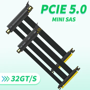 Juoda PCI-E PCIE 5.0 x16 ypač didelės spartos stovo kabelis, PCI Express 16x Gen4, GPU stovo kabelis tiesi jungtis 10cm-100cm