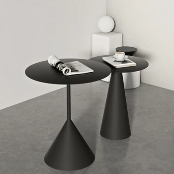 Juodas apvalus kavos staliukas Modernus mažas lauko kampinis kavos staliukas Minimalistinė miegamojo pusė Stolik Kawowy Namų apyvokos reikmenys
