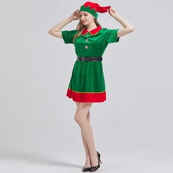 Kalėdinė suknelė moteriai Saldus Cosplay kostiumas Mergaitės šventinis vakarėlis Linksmų Kalėdų juokingų drabužių diržas Mielas mados sceninis kostiumas