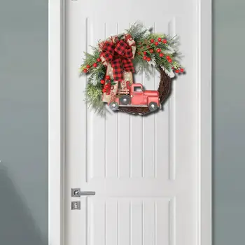 Kalėdų vainikas Kalėdinių durų vainikas Lauko durų laiptai 45cm Židinys Raudonas