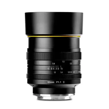Kamlan veidrodinis fotoaparato objektyvas 50mm F1.1 II APS-C didelės diafragmos rankinio fokusavimo objektyvas, skirtas Canon Macro 4/3 E-mount Fuji