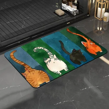 Keturios katės durų kilimėlis Neslidus durų kilimėlis Neperšlampami kilimėliai Vidaus kilimas Universalus pasveikinimo kilimėlis Priekinių durų purvo absorbentas grindims Entra