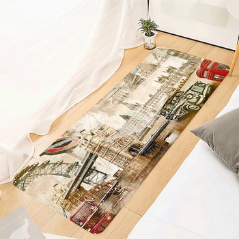 Kilimas Svetainės kilimėlis Londonas Paryžius Vaizdingas spausdintas estetinis kilimas Namų dekoravimas Įėjimo duryskilimėlis Grindų kilimėliai Balkonų dekoracijos