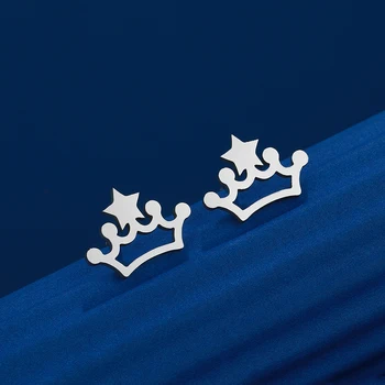 Kinitial Paprastas lazerinis graviravimas Mada Nerūdijančio plieno princesės karūna Nerūdijančio plieno auskarai 2-osios metinės Naujųjų metų dovanos