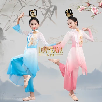 kinų Hanfu senovinio stiliaus spektaklio gerbėjo skėtis šokio drabužiai rimo kūnas Yangge drabužiai klasikinė mergina