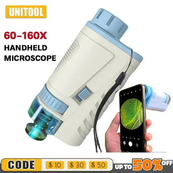 kišeninio mikroskopo komplektas 60-160x laboratorinis rankinis mikroskopas su baterijomis maitinamu mikroskopu su LED šviesos vaikų mokslo mikroskopu