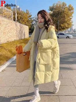 Korėjietiška laisva striukė su gobtuvu Žieminė kieta stora šilta medvilnė paminkštinta Parca Chaqueta Elegantiška prašmatni moteris Šalta Jaqueta Nauja