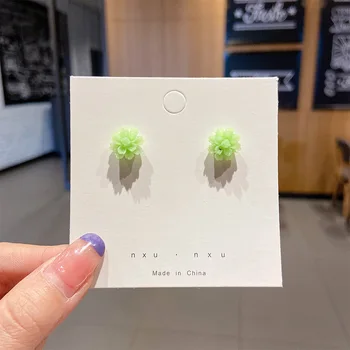 Korėjietiškas dizainas Žalios spalvos bijūnų auskarai moterims Minimalistiniai mažų gėlių ausų papuošalai Brincos didmeninė gimtadienio dovana