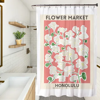 Korėjietiško stiliaus Ins gėlės Užuolaidos Neperšlampamo audinio audinys Vonios kambario dekoravimo tiekimas Plaunamas vonios kambarys Užuolaidų dušas