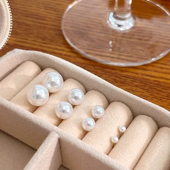 Korėjietiško stiliaus paprasti apvalūs perlų smeigės auskarai moterims Papuošalų aksesuarai Vintažiniai karšti mini žavesio auskarai Dovanos