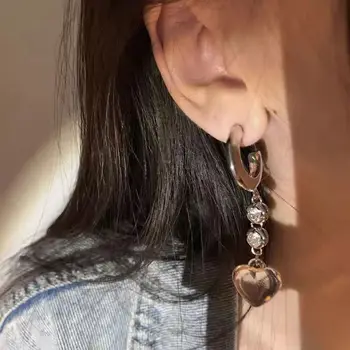 Korėjiečių gražus meilės širdies ausies žiedas Nišos dizainas Kalnų krišos žavingi auskarai Miela fėja Pakabinti auskarai Dovanos