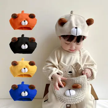 Korėjiečių kūdikių beretės kepurė Mielas lokys Kids Boys Girls Megztos kepurės beretės Žiemos animacinis filmas Šiltas mažylis Beanie Kepurės Variklio dangtis 아기모자
