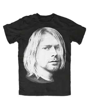 Kurt Cobain veido marškinėliai Black Cult Retro Fun Grunge Music Rock
