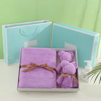Kūdikių rankšluosčių vonios rankšluostis 3 dalių rinkinys Vienspalvis koralų aksomo vonios rankšluostis minkštas rankšluosčių dovanų dėžutės rinkinys Sugeriantis vaikiškas vonios rankšluostis