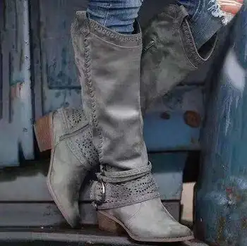Lady Boots Didelio dydžio batai Moteris Žieminė avalynė Batai-Moterys Seksualūs šlaunys Aukštakulniai Aukštas Seksualus Apvalus Pirštas Didelio dydžio guma 2023 Lo