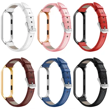 Laikrodžio dirželis, skirtas Xiaomi Mi Band 4 3 Natūralios odos laikrodžio juosta Mi Band 3 4 Fashion Sport Smart Bracelet pakaitinė apyrankė