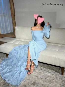 Laimingas vakaras Elegantiškos vintažinės mėlynos saldžios gėlės Karoliukų krištolas Pritaikyti oficialią progą Prom suknelė Vakariniai vakariniai chalatai