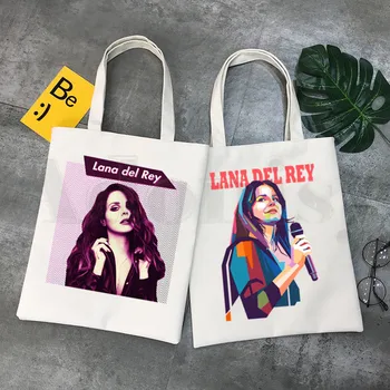 Lana Del Rey Harajuku Ullzang Estetika Unisex rankinės Custom Canvas Tote Bag Daily Use Reuable Travel Casual Shopping Bag
