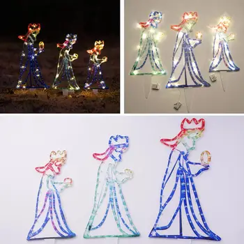 Lauko kalėdinis LED trys 3 karalių silueto motyvas Šviesos dekoravimo virvė Didmeninė prekyba dropshipping D2C5