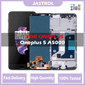 LCD, skirtas OnePlus 5 5T LCD ekranas LCD ekranas, skirtas OnePlus 5 A5000 LCD surinkimui Jutiklinio ekrano skaitmeninimo priemonės pakeitimas rėmeliu