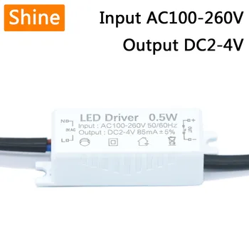 LED tvarkyklė 85mA 0.5W LED pastovios srovės tvarkyklės maitinimo bloko maitinimas LED gijų AC100-260V LED transformatoriaus išėjimui DC2-4V DIY