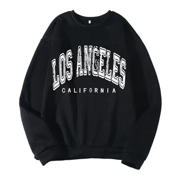 Los Andželo vyrų laiškų grafinis atspaudas Apvalus kaklas ilgomis rankovėmis džemperiai viršugalviai džemperiai oversized džemperiai gatvės drabužiai oversize drabužiai