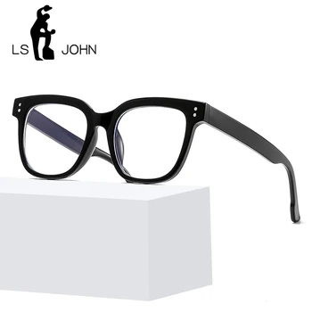 LS JOHN Nauji korėjiečių anti mėlynos šviesos akiniai Moterų prekės ženklo dizaineris Kompiuteris blokuoja akinius Vyrai Prabangus kvadratinis akinių rėmelis