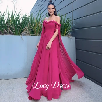 Lucy vakarinės suknelės Moteris Elegantiškos ir gražios moteriškos suknelės Prom Rose Red Chiffon Ball Gown Pamergės suknelė Moters vakarėlis