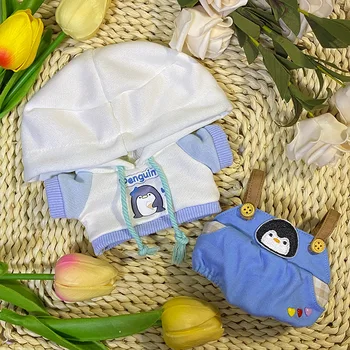 Lėlių drabužiai 20cm Idol lėlių aprangos aksesuarai Penguin Hoodie kombinezonas Mėlynas kostiumas superžvaigždei Lėlės Žaislų kolekcijos dovana