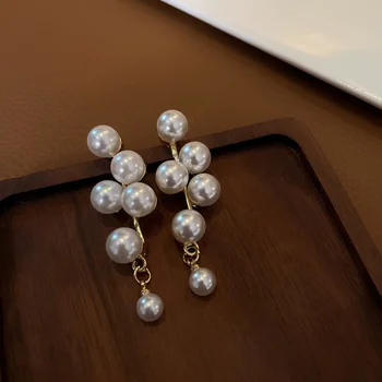Mada 2022 Aukso spalvos pareiškimas Auskarai Vestuviniai pakabukai Auskarai Korėjietiški auskarai Elegantiški moteriški perlų auskarai Moteriški papuošalai