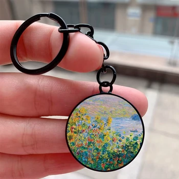 Mada Claude Monet's Nature Landscapes Cool Keychain Motociklas Automobilinė kuprinė Chaveiro Raktų pakabuko draugo raktų pakabuko dovana