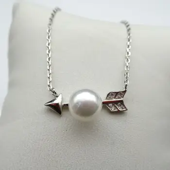 MADALENA SARARA 925 sterlingų sidabro ir 9 mm AAA gėlavandenių perlų pakabukų vėrinys Mados stiliaus vėrinys