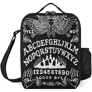 Magic Ouija Boards Lunch Bag for Men Women Kids Witch Tarot Goth Black Izoliuota pietų dėžutė su petnešėlėmis mokyklos biurui