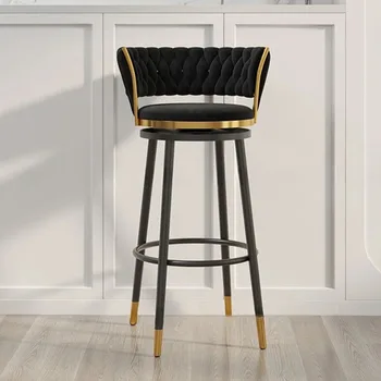 Mainstays European Bar Chair Swivel Industrial Waiting Design Bar Stool Metal Black Taburetes Altos Cocina Prabangūs baldai