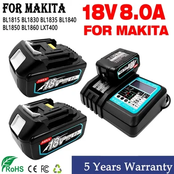 Makita 18V 6.0 8.0Ah įkraunama baterija Makita elektriniams įrankiams su LED ličio jonų pakeitimu LXT BL1860 1850 voltų 6000mAh