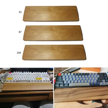 Medinis bukas Medinė mechaninė klaviatūra Riešo atrama su neslystančiu kilimėliu Ergonomiškas stalo riešo pagalvėlės palaikymas 61 87 104 Raktai Dropship