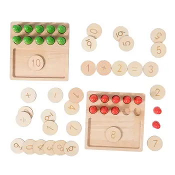 Medinė Montessori matematikos lenta sensorinė matematikos lenta Matematikos mokymosi žaislas su skaičiais Skaičiai Žaislų skaičiavimas vaikams Šventinės dovanos