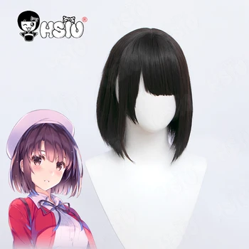 Megumi Kato Cosplay Perukas Sintetinis perukas Anime Saekano:Kaip užauginti nuobodžią merginą Cosplay「HSIU 」Juodi trumpi plaukai