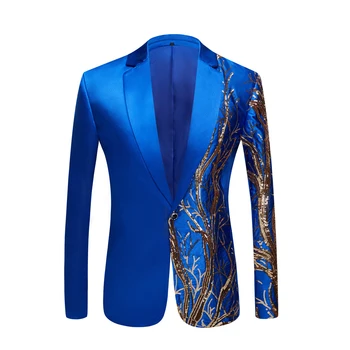 Men Cool Laser Royal Blue Jacket Custom Made Party Super Star Stage Suit Male Fashion Casual Hip Hop Paltas