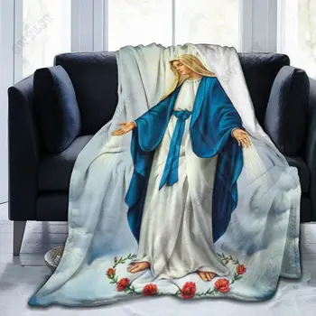 Mergelės Marijos antklodė Gvadalupės Dievo Motina Flanelinė antklodė Šiltos dovanos mamai Jauki miglota Mesti Sofa Sofa Patalynė Svetainė