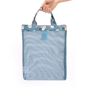 Mesh Beach Tote Kids Shell Collecting Bag Oversized Beach Tote Toy Bag Family Beach Bag For Toys Zipper Mesh Sandproof Swim Pool