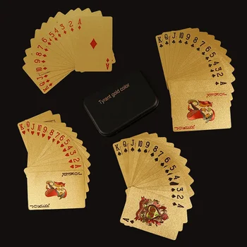 Metal Box Gold Black Poker Neperšlampamos žaidimo kortos Naujumo kolekcija Dovana Patvarus greitumas Pokerio šeimos vakarėlis Smagus stalo žaidimas