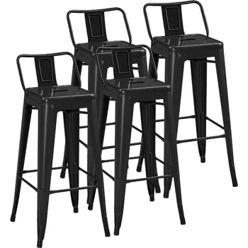 metalinių baro kėdžių rinkinys 4 barų aukščio barai virtuvės kėdės pramoninės baro kėdės su apatine nugara, skirtos naudoti lauke lauke
