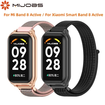 Mi Band 8 aktyvus dirželis, skirtas Xiaomi Smart Band 8 Active Bracelet Global Version Nylon Loop Watch Band Miband 8 Active Wristband