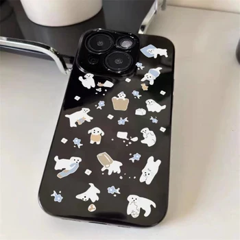 Mielas animacinis šunų minkštas telefono dėklas, skirtas iphone 15 pro max 14 plus 13 mini 11 12 smūgiams atsparus dangtelis, skirtas iphone xs max xr x 7 8 plus 6s