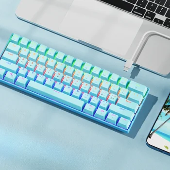 MiFuny laidinė mechaninė klaviatūra Lengvas ABS klavišų dangteliai 61Key RGB 61% išdėstymas Office žaidimų klaviatūra nešiojamam kompiuteriui