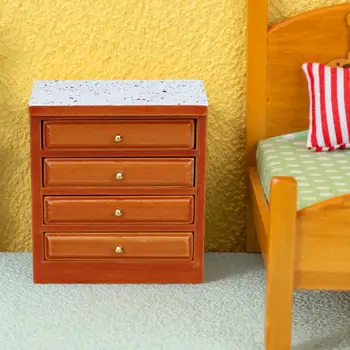 Miniatiūrinis stalčių rinkinys Miniatiūrinė medinė lėlių namelio kriauklės spintelė su keliais stalčiais žaidimų namams Mažas namas Mini stalčiai 1